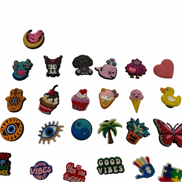 Large Jibbitz Charm Lot Crocs Shoe Charms Rainbow Food Animals Good Vibes - Picture 3 of 16